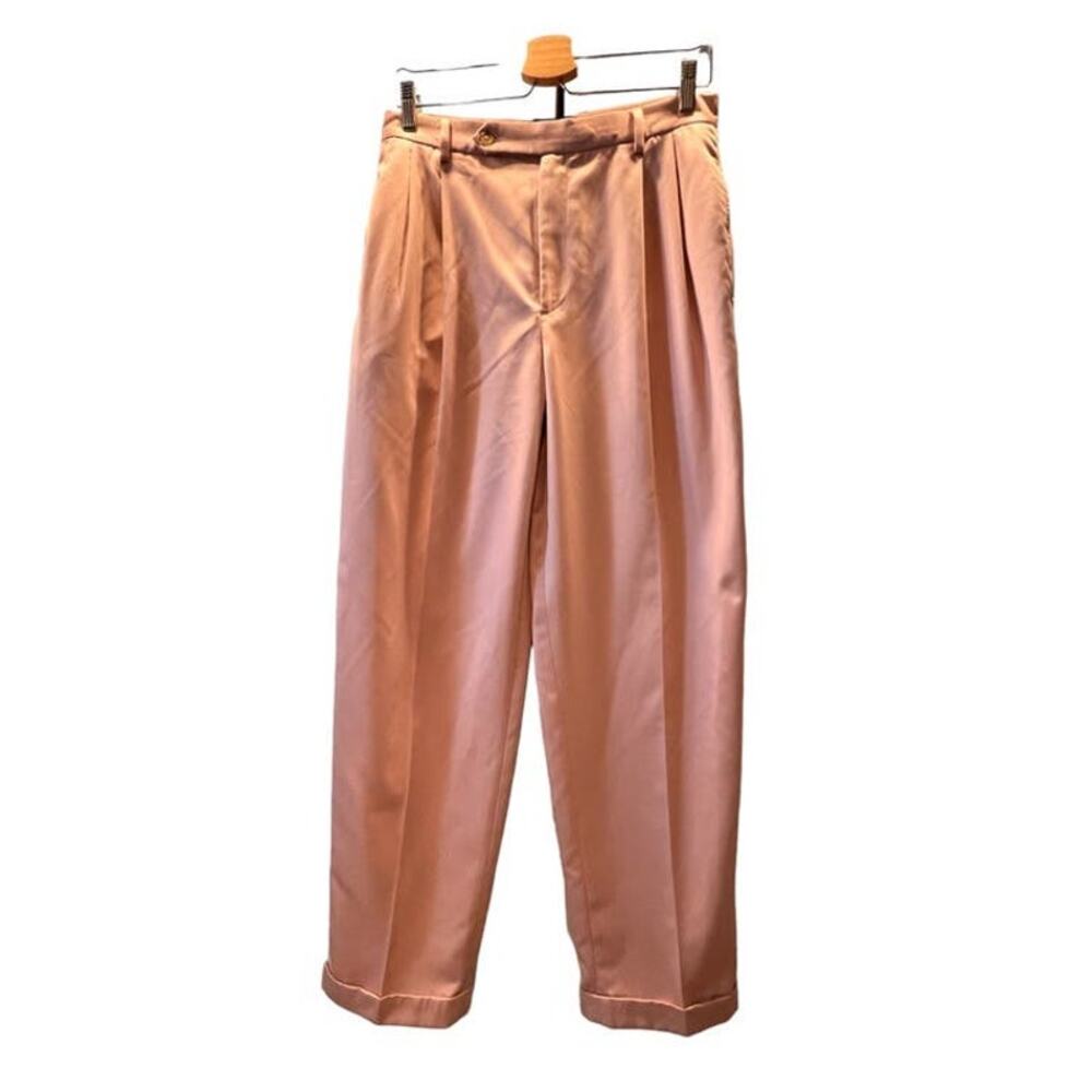 VTG Polo Sport Ralph Lauren Wide Leg High Rise Trousers Pants Cuffed SZ 10 Pink